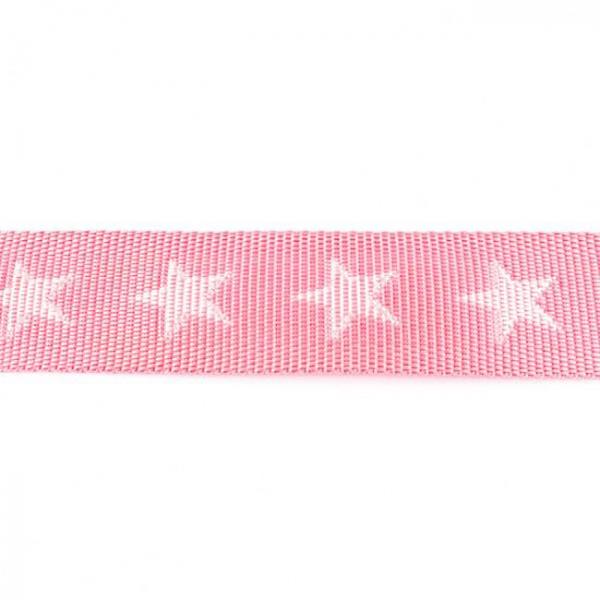 Gurtband 40 mm breit Rosa mit Sternen